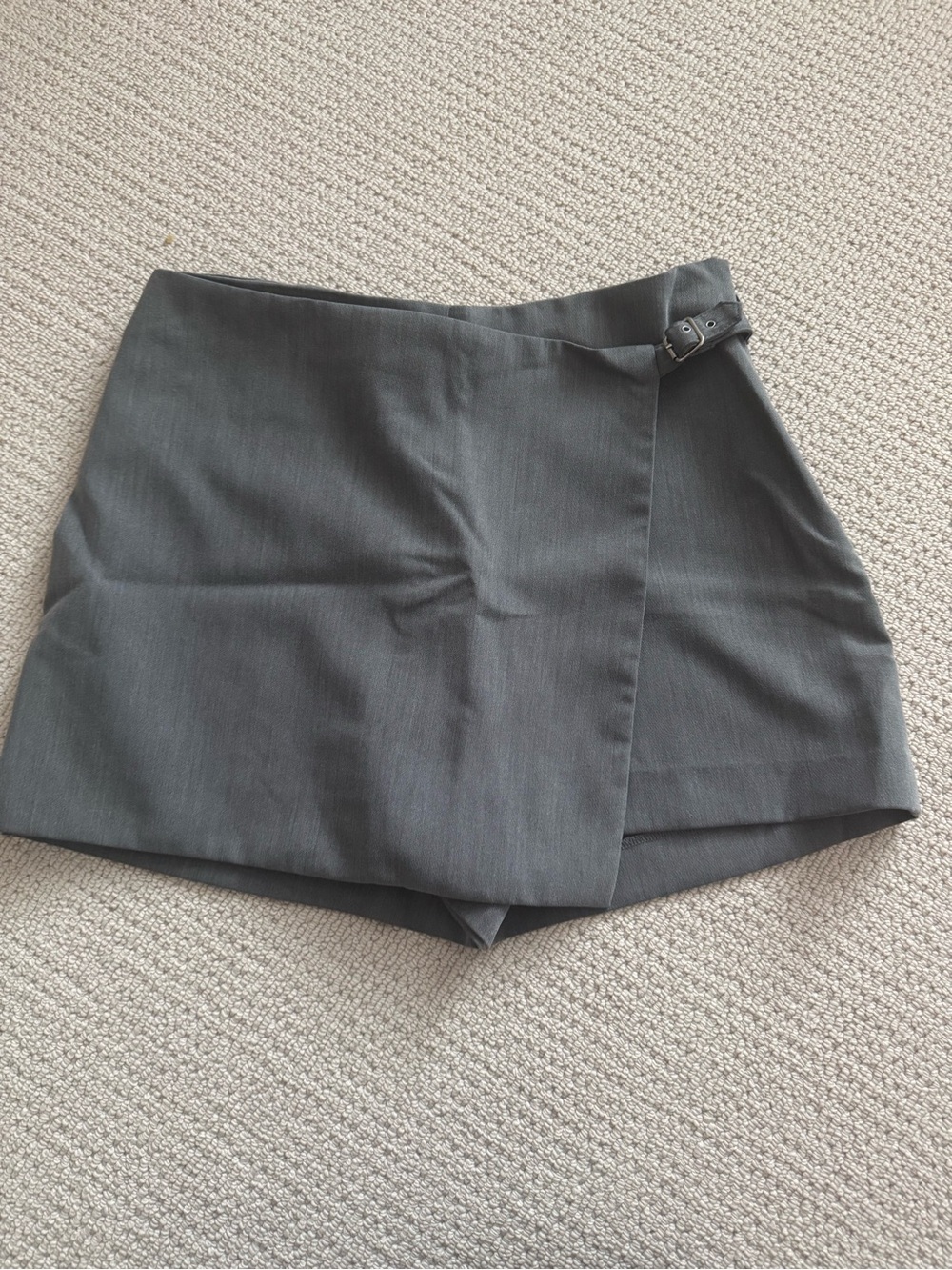 H&M Charcoal Wrap Skort Shorts with Buckle Detail